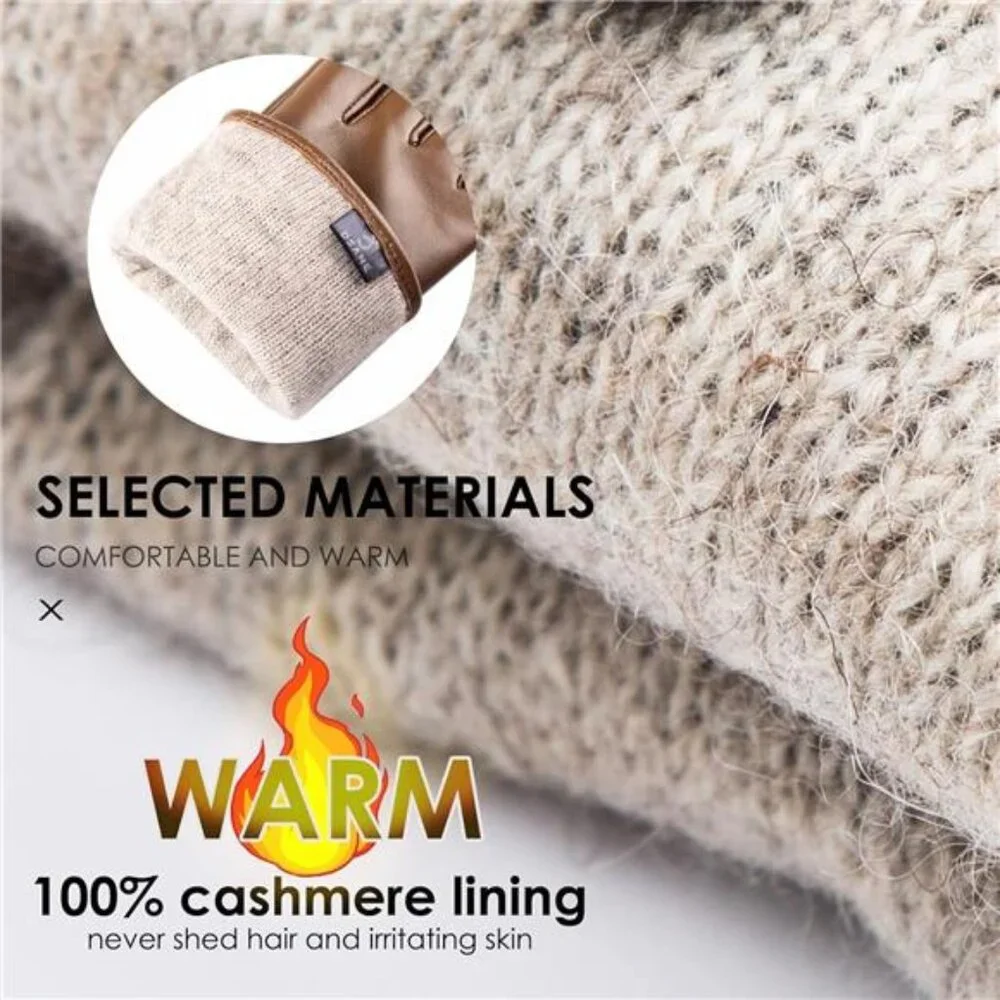 Women's Winter Leather Touchscreen Lambskin Pure Genuine Leather Gloves